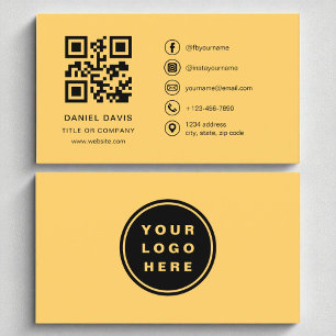 Bright Yellow Professional Company Logo QR-code Visitekaartje