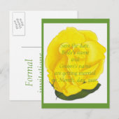 Bright Yellow Rose Bewaar de datum bruiloft briefk Aankondigingskaart (Voorkant / Achterkant)