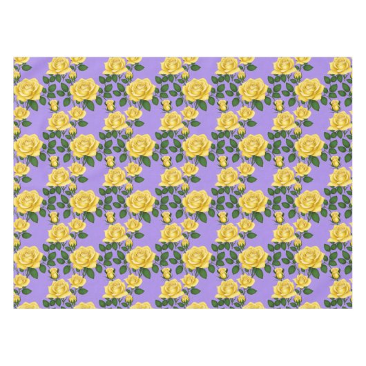 Bright Yellow Roses With Green Leaves  Tafelkleed (Voorkant (Horizontaal))