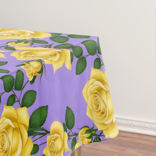 Bright Yellow Roses With Green Leaves  Tafelkleed (Voorbeeld)