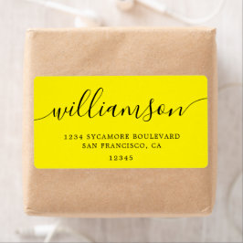 Bright Yellow Script Family Return-adres Etiket