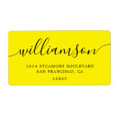 Bright Yellow Script Family Return-adres Etiket (Voorkant)