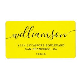 Bright Yellow Script Family Return-adres Etiket