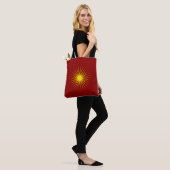 Bright Yellow Shining Star Mark Christmas Red Tote Bag (Op model)