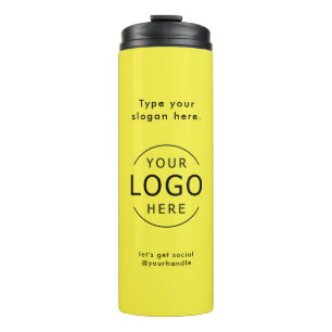 Bright Yellow Simple Logo Company Swag Thermosbeker