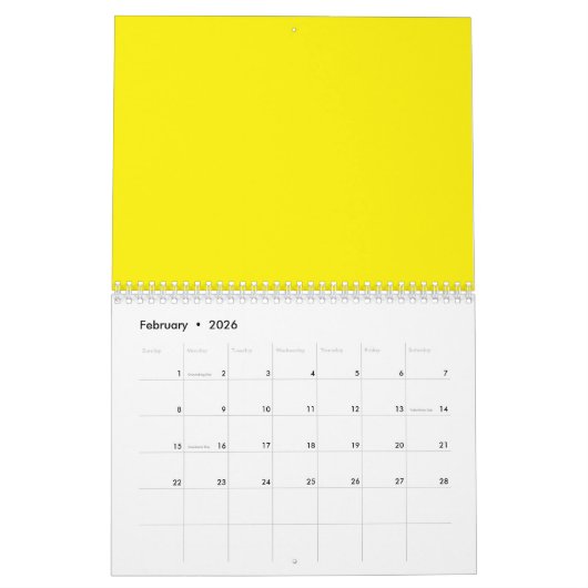 Bright Yellow Solid Background | Bold Modern Look Kalender (Feb 2026)