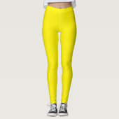 Bright Yellow Solid Leggings Comfortable Fit Style (Voorkant)