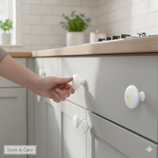 Bright Yellow Star Mark on Stylish Ceramic Knob Keramische Knop