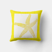 Bright Yellow Starfish Frame White Monograms Kussen (Achterkant)
