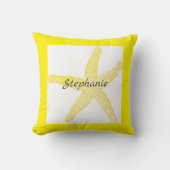 Bright Yellow Starfish Frame White Monograms Kussen (Voorkant)