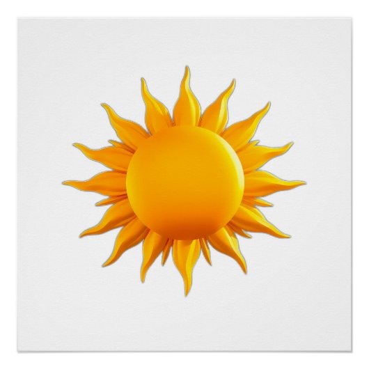 Bright Yellow Sun Illustration with Radiant Rays Perfect Poster (Voorkant)