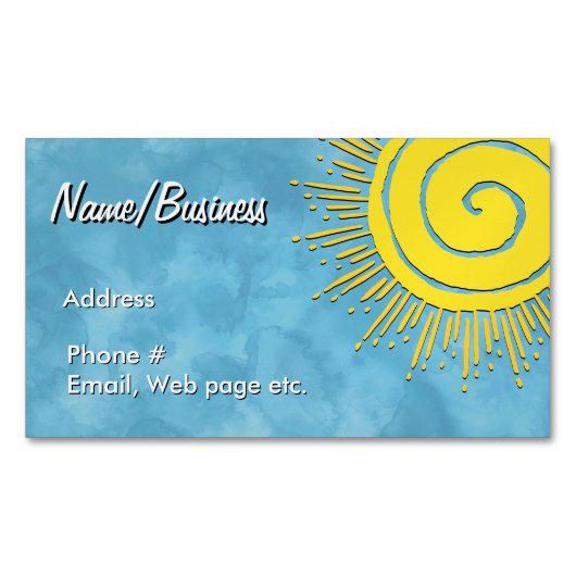 Bright Yellow Sunshine In Blue Sky Custom   Magnetisch Visitekaartje (Voorkant)