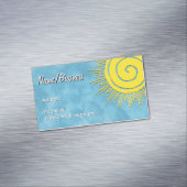Bright Yellow Sunshine In Blue Sky Custom   Magnetisch Visitekaartje (Voorbeeld)