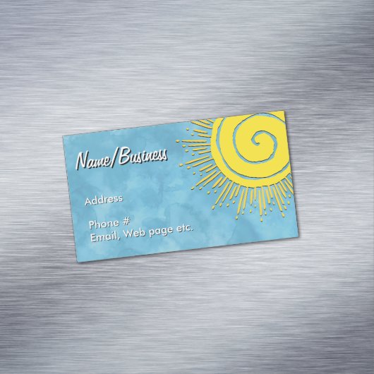 Bright Yellow Sunshine In Blue Sky Custom   Magnetisch Visitekaartje (Voorbeeld)