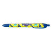 Bright Yellow Tropical Leaf Pattern Monogram Zwarte Inkt Pen (Bodem)