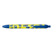 Bright Yellow Tropical Leaf Pattern Monogram Zwarte Inkt Pen (Achterkant)