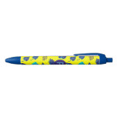 Bright Yellow Tropical Leaf Pattern Monogram Zwarte Inkt Pen (Bovenkant)