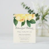 BRIGHT YELLOW WATERVERF FLORAL REHEARSAL DINNER KAART (Staand voorkant)
