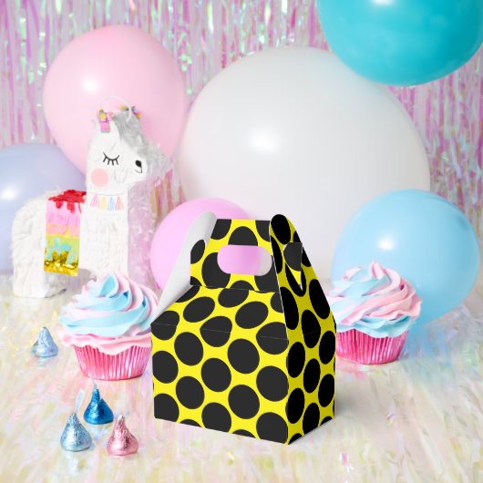 Bright Yellow with Black Dot Style Gable Bedankdoosjes (Feest)