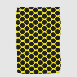 Bright Yellow with Black Dot Style Golfhanddoek