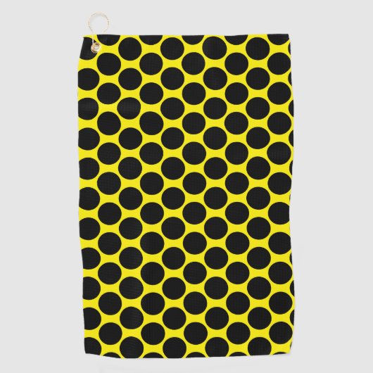 Bright Yellow with Black Dot Style Golfhanddoek (Voorkant)