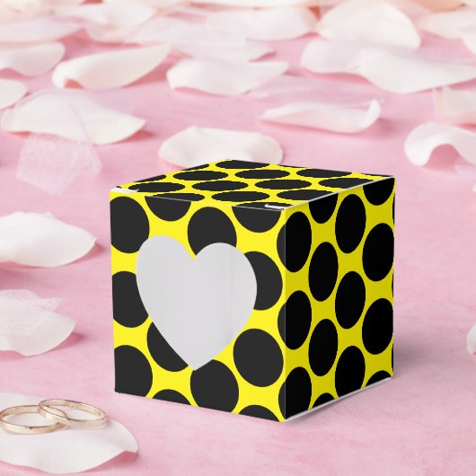 Bright Yellow with Black Dot Style Heart 2x2x2 Bedankdoosjes (Huwelijk)
