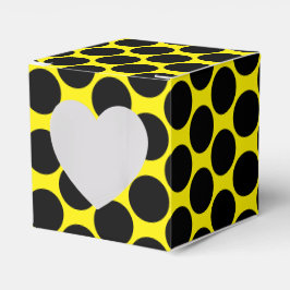 Bright Yellow with Black Dot Style Heart 2x2x2 Bedankdoosjes