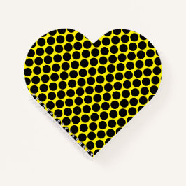 Bright Yellow with Black Dot Style Heart Shaped Notitieboek