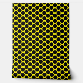 Bright Yellow with Black Dot Style Textured Behang