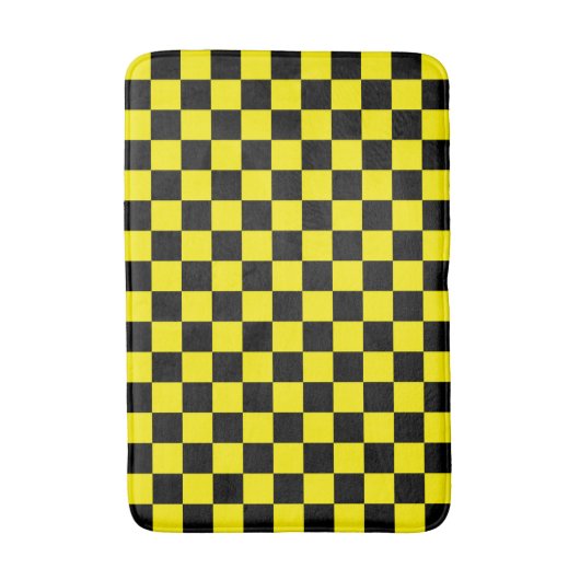 Bright Yellow with Black Square Pattern Badmat (Voorkant Verticaal)