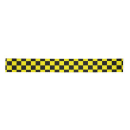 Bright Yellow with Black Square Pattern Style 3" Satijnen Lint
