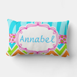 Bright Zebra Leopard en Chevron gepersonaliseerd Kussen