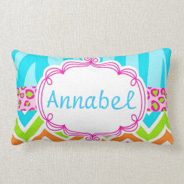 Bright Zebra Leopard en Chevron gepersonaliseerd Kussen
