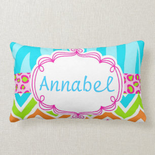 Bright Zebra Leopard en Chevron gepersonaliseerd Kussen