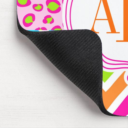 Bright Zebra Leopard en Chevron gepersonaliseerd Muismat (Hoek)