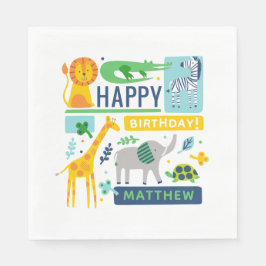 Bright Zoo Jungle Animals Birthday 6.5" NAPKINS Servet