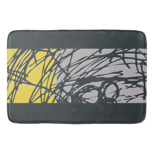 Brighter Nest Abstract Bold Yellow & Grey Bathmat Badmat