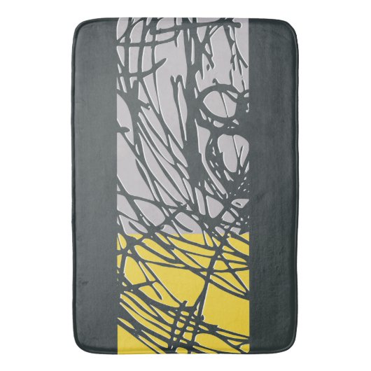 Brighter Nest Abstract Bold Yellow & Grey Bathmat Badmat (Voorkant Verticaal)