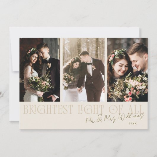 Brightest Light Cream Holiday Wedding Announcement Feestdagenkaart (Voorkant)