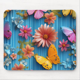BRIGHTLY COLORED FLOWERS AND BUTTERFLIES MUISMAT