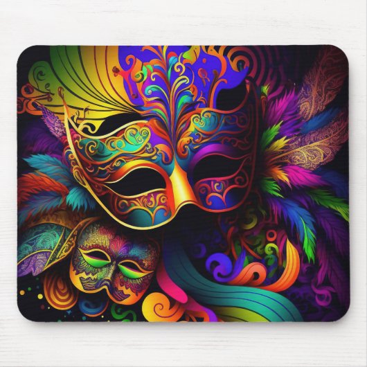BRIGHTLY COLORED MARDI GRAS MASKS MUISMAT (Voorkant)