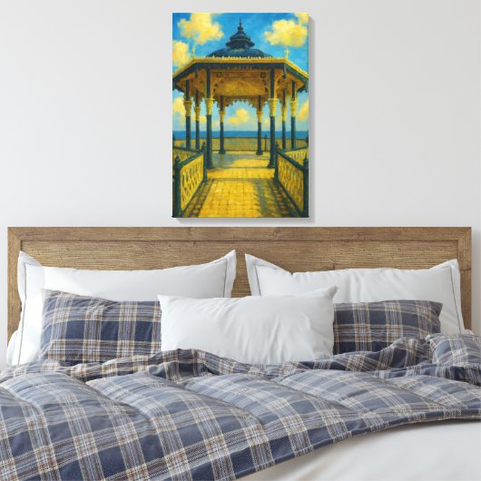 Brighton Bandstand Glow – Seaside Pavilion Canvas Afdruk (Insitu (Slaapkamer))