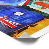 Brighton Bathing Boxes Waterverf Painting Poster (Hoek)