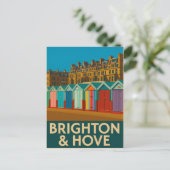 Brighton Beach Huts – Kleurrijke Zeedruk Briefkaart (Staand voorkant)