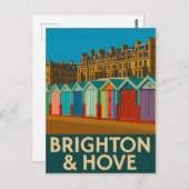 Brighton Beach Huts – Kleurrijke Zeedruk Briefkaart (Voorkant / Achterkant)