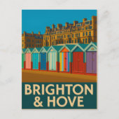 Brighton Beach Huts – Kleurrijke Zeedruk Briefkaart (Voorkant)