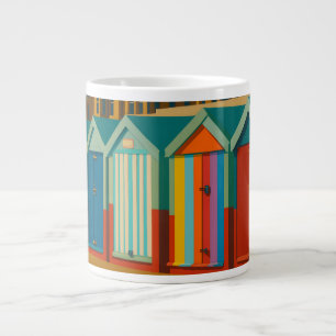 Brighton Beach Huts – Kleurrijke Zeedruk Grote Koffiekop