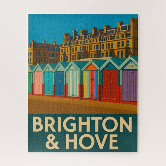 Brighton Beach Huts – Kleurrijke Zeedruk Legpuzzel (Verticaal)