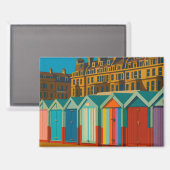 Brighton Beach Huts – Kleurrijke Zeedruk Magneet (Voorkant / Achterkant)