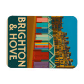 Brighton Beach Huts – Kleurrijke Zeedruk Magneet (Horizontaal)